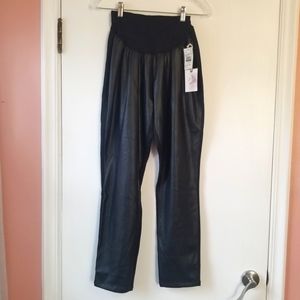 Jessica Simpson NWT Black Faux Leather Maternity Stretch Pants. Extra Large